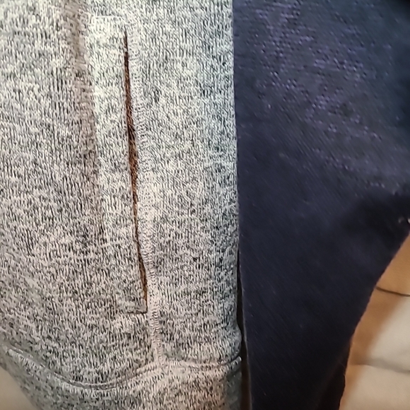 Sonoma Mens Large Sweater 1/4 Snap Front Long Sleeve Heather Gray & Blue - Picture 4 of 6